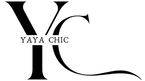 Black 'YAYA CHIC' logo on a white background